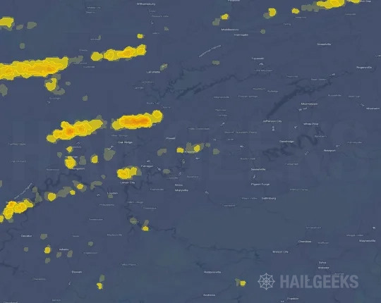 Hail map for Knoxville, TN