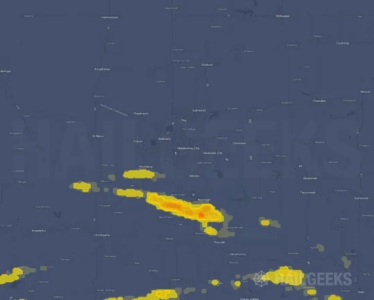 Hail map for Oklahoma City, OK