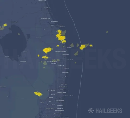 Hail map for West Palm Beach, FL