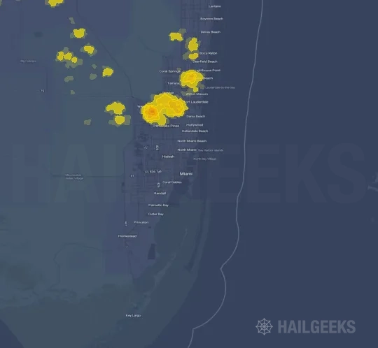 Hail map for Miami, FL