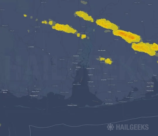 Hail map for Mobile, AL