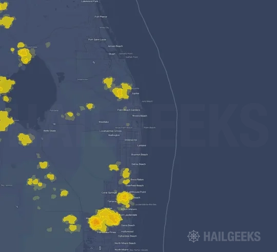 Hail map for West Palm Beach, FL