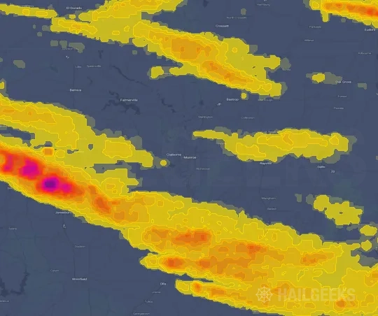 Hail map for Monroe, LA