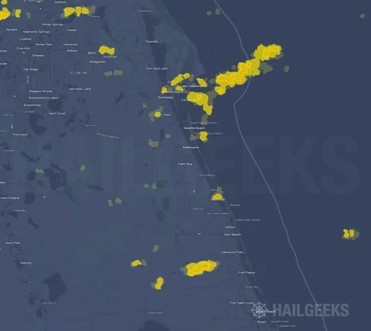Hail map for Palm Bay, FL