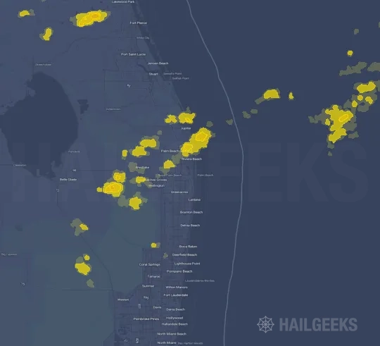 Hail map for West Palm Beach, FL