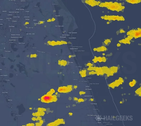 Hail map for Palm Bay, FL