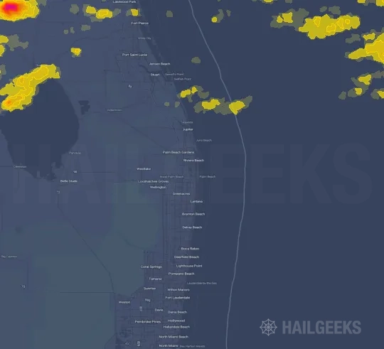 Hail map for West Palm Beach, FL