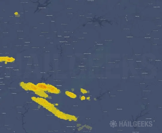 Hail map for Anniston, AL