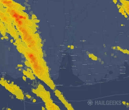 Hail map for Mobile, AL