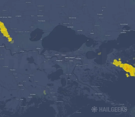 Hail map for New Orleans, LA on Jun 17, 2023