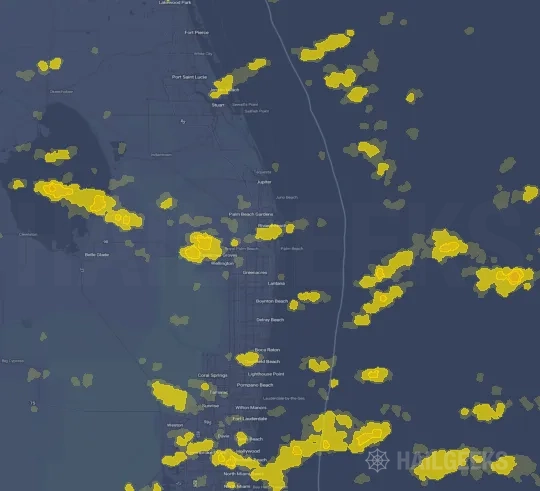 Hail map for West Palm Beach, FL