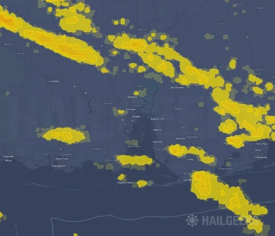 Hail map for Mobile, AL