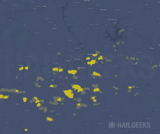 Hail map for Montgomery, AL