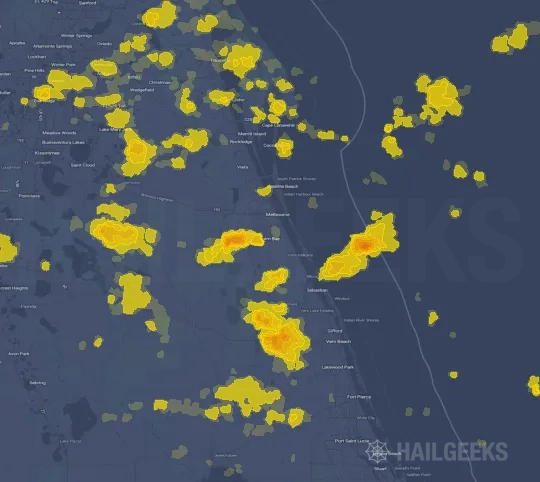 Hail map for Palm Bay, FL