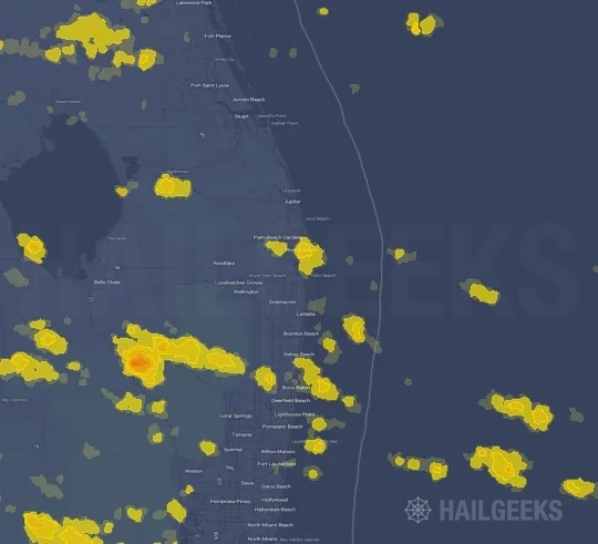 Hail map for West Palm Beach, FL