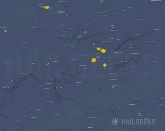 Hail map for Knoxville, TN