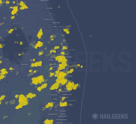 Hail map for West Palm Beach, FL