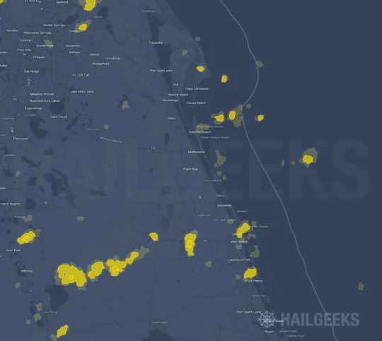 Hail map for Palm Bay, FL