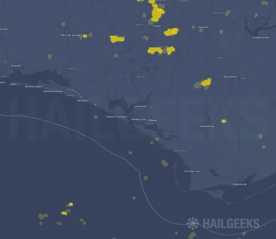 Hail map for Panama City, FL