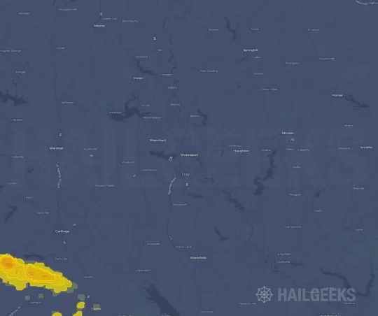 Hail map for Shreveport, LA on Jun 23, 2023