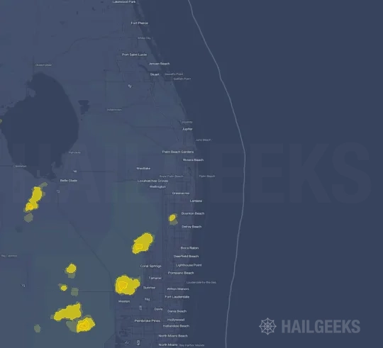 Hail map for West Palm Beach, FL
