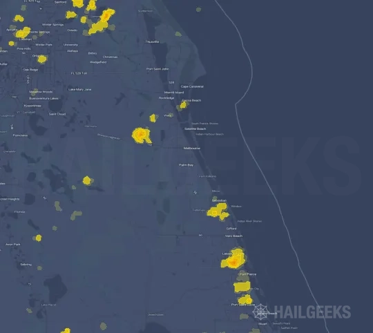 Hail map for Palm Bay, FL