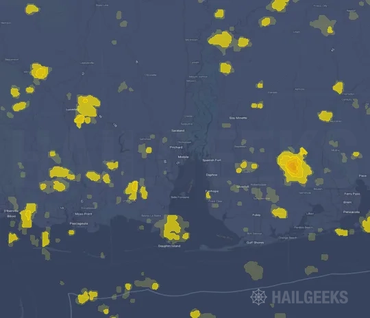 Hail map for Mobile, AL