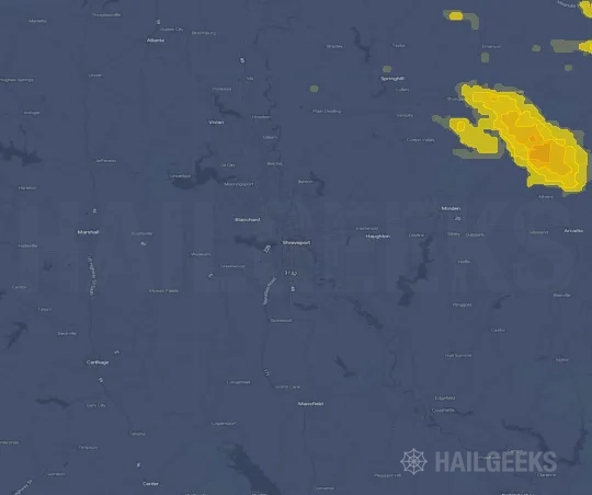 Hail map for Shreveport, LA