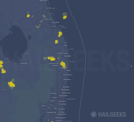 Hail map for West Palm Beach, FL