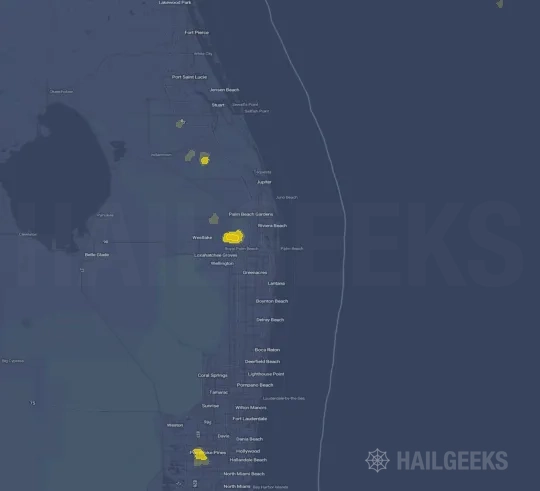 Hail map for West Palm Beach, FL