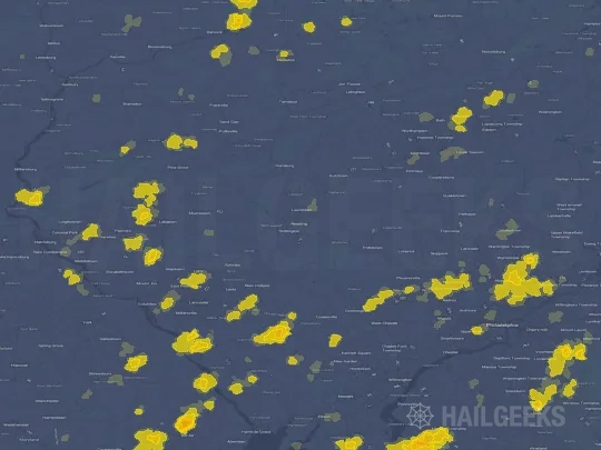 Hail map for Reading, PA