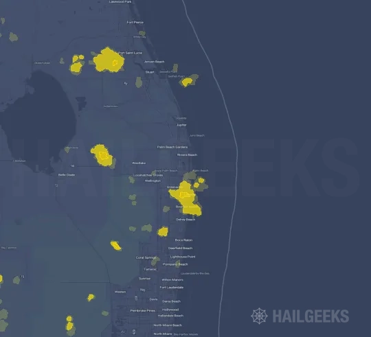 Hail map for West Palm Beach, FL