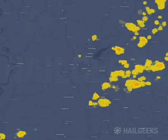 Hail map for Jackson, MS