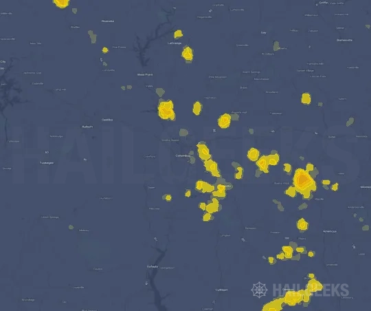 Hail map for Columbus, GA