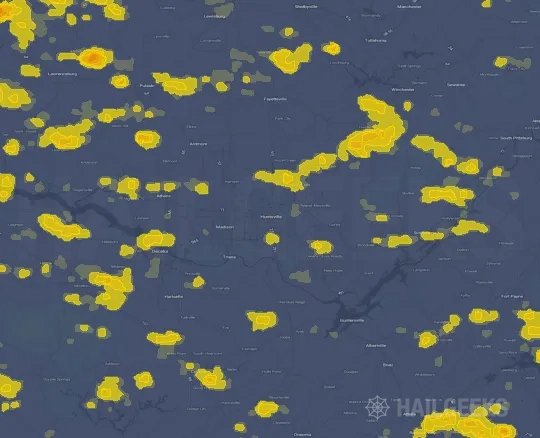 Hail map for Huntsville, AL