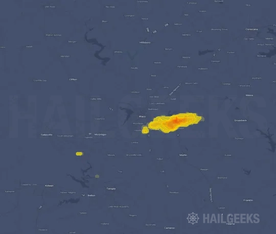 Hail map for Waco, TX