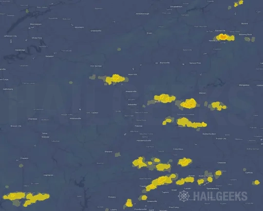 Hail map for Asheville, NC