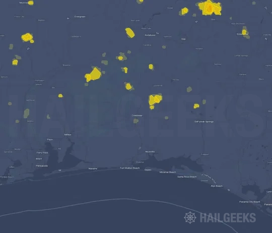 Hail map for Crestview, FL