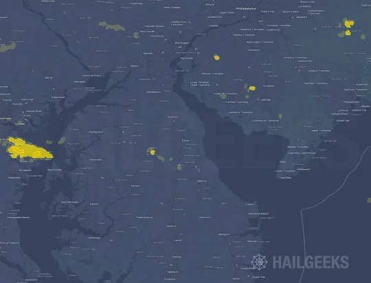 Hail map for Dover, DE