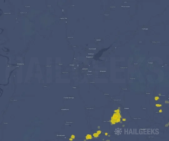 Hail map for Jackson, MS