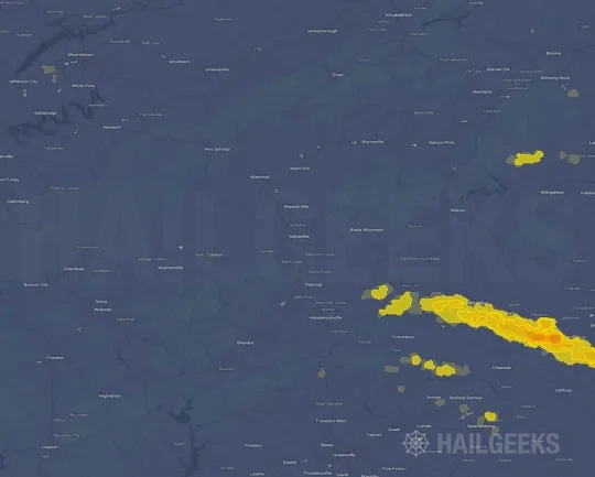 Hail map for Asheville, NC