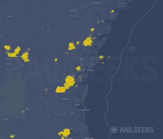 Hail map for Brunswick, GA