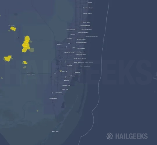 Hail map for Miami, FL on Jul 3, 2023