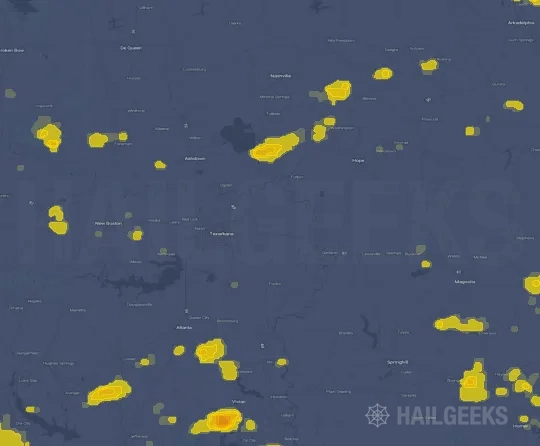 Hail map for Texarkana, AR