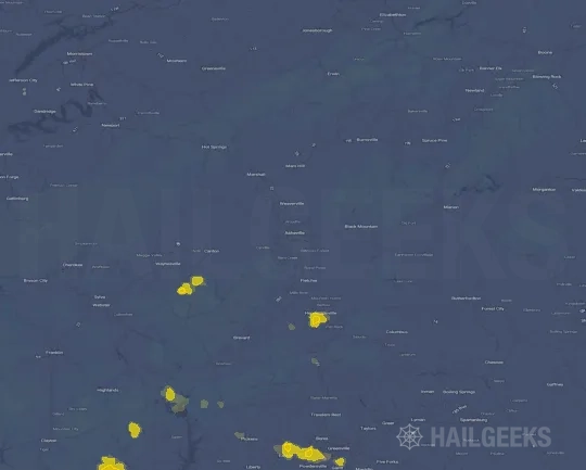 Hail map for Asheville, NC