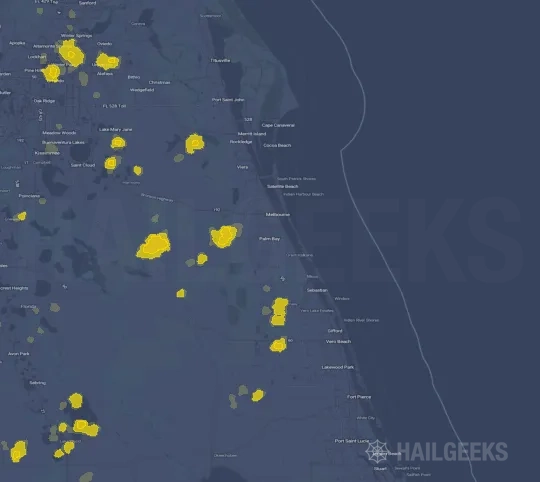 Hail map for Palm Bay, FL