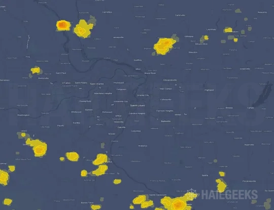 Hail map for Saint Louis, MO