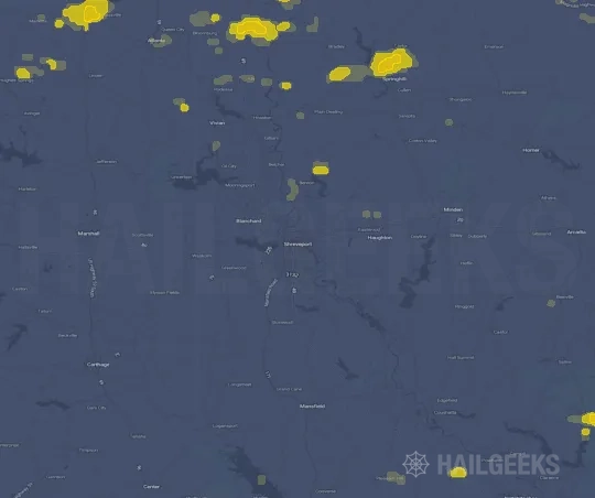 Hail map for Shreveport, LA