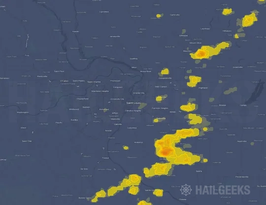 Hail map for Saint Louis, MO