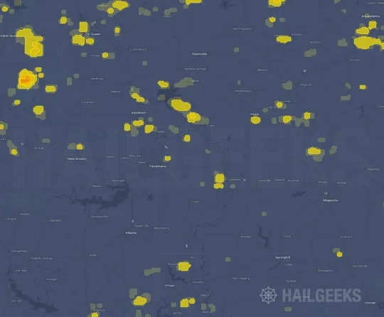 Hail map for Texarkana, AR